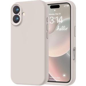 LOVE 3000 Designed for iPhone 16 Case, Premium Silicone with [Soft Anti-Scratch Microfiber Lining] Shockproof Protective Phone Case for Men Women Girls 6.1", Stone