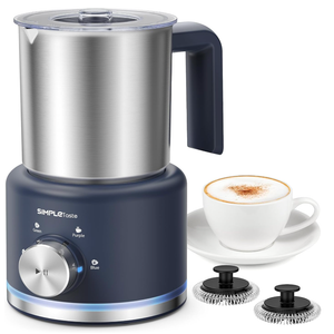 SIMPLETASTE Milk Frother, 4 in 1 Electric Milk Steamer, 16.91oz/500ml Automatic Warm and Cold Foam Frother for Coffee, Latte, Macchiato, Cappuccino, Hot Chocolate, Easy to Clean