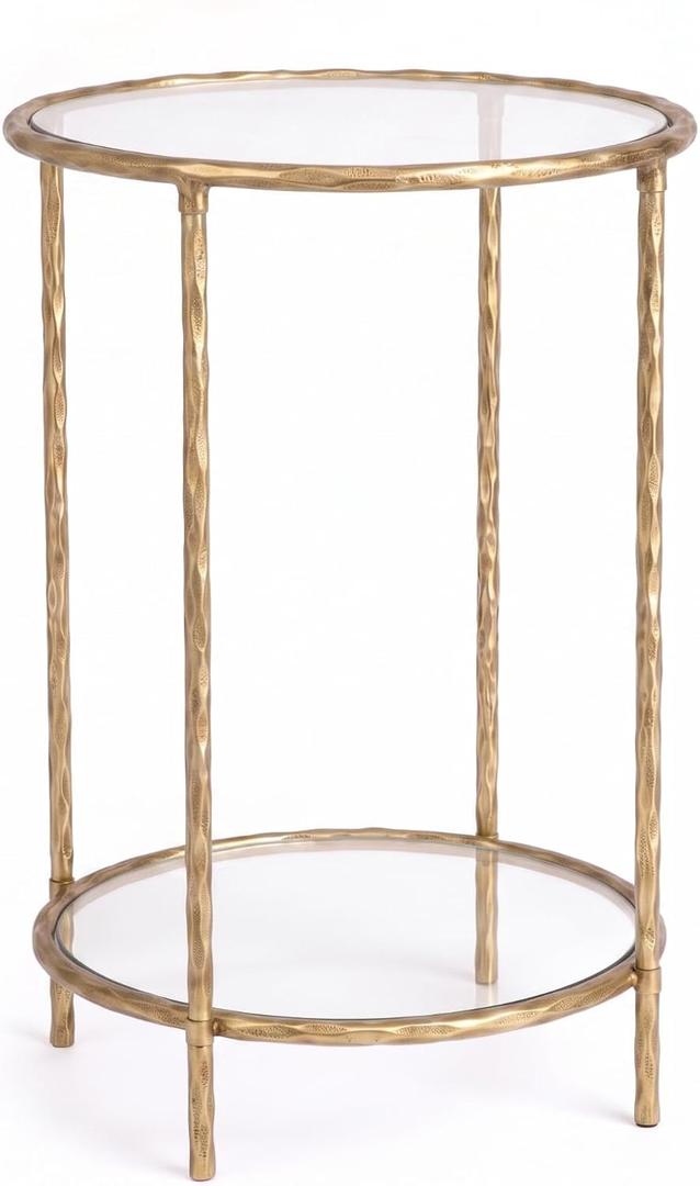 Shimeyao Handmade Hammered Gold Side Table Round Vintage End Table, 23.62 x 17.72 x 17.72 inches