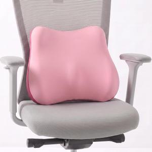 Lumbar Support Pillow, Ergonomic Memory Foam Back Cushion for Car Office Chair Gaming Chair, Washable Cool-Touch Cover for Lower Back Support (Pink)