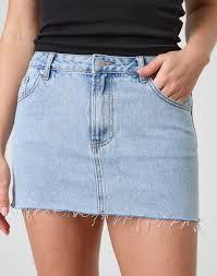 Low Rise Denim Mini Skirt in Light Blue