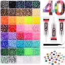 2 x 32000Pcs Resin Jelly Rhinestones for Bedazzling kit,40 Colors Bedazzler Kit, 3mm