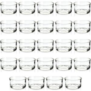 Juvale Glass Votive Candle Holders - Fits Standard Tealight Candles - Short Tealight Holders - Pack of 24, 1.9 in Dia x 1.0 in H
