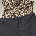 Aqua Eve Women Plus Size Tankini Swimsuit Two Piece Flowy Swimdress Bathing Suits with Shorts, Size 16 Plus (Leopard)