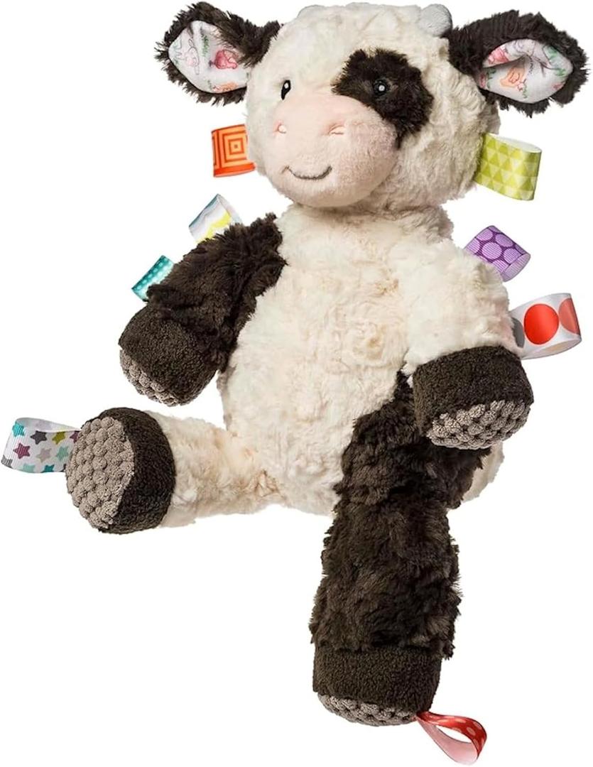 Taggies Stuffed Animal Huggable Plush Soft Toy with Sensory Tags, 10-Inches, Buttercup Cow