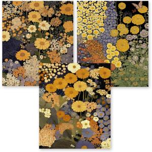 RLTXBUK 3 Pack Vintage Floral Diamond Art Kits, Cottagecore Wildflower Botanical Gem Diamond Painting Art Kits for Adults Beginners, Cottagecore Room Decor 9.8x11.8 Inch