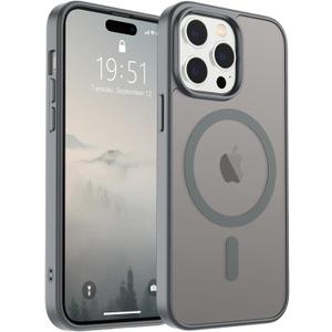 SUPFINE Magnetic for iPhone 14 Pro Max Case (Compatible with MagSafe) (Military Grade Drop Protection) Slim Translucent Matte Shockproof with Anti-Fingerprint Phone Case,Gray