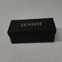 ISNOM Womens Mesh Kitten Heels Sandals Square Toe Ankle Buckle Strap Low Heels Comfort Summer Dress Shoes (8, Matte Nude)