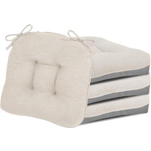 D-Shaped Chair Cushions, 4" Thick Dining Chair Pads Machine-Washable, Seat Cushions for Chair 18" x 18", Set of 4 18-Beige-4