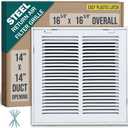 Fits 14x14 Duct Opening | Steel Return Air Filter Grille by Handua [Removable Door] for 1-inch Filters | Vent Cover Grill | White | Easy-to-Use Plastic Latches | Outer Dimensions: 16 5/8"W X 15 5/8"H