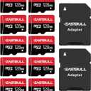 (Not 128GB) 128MB 10-Pack of Micro SD Cards, EASTBULL SD Memory Cards 128MB SD Cards Pack Full HD Video 90MB/s UHS-I U1 Class 10 for Surveillance Security Cam (10 Units and 2 Adapters) (128MB Full HD Video 10Pack)