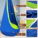 Y- STOP Kids Pod Swing Seat, Hanging Hammock Chair Swing with Inflatable Pillow, Sensory Swing Chair with Pocket for Outdoor and Indoor (Blue)