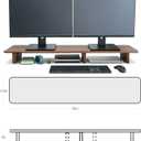 Solid Wood Dual Monitor Stand Riser Walnut Monitor Riser for Desk Wooden Desk Shelf Ergonomic Monitor Stand for Home Office, 45.28 x 9.06 x 3.94 inches