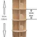 Heehee Rotating Wooden Bookshelf 360 Display 4 Tier Floor Standing Bookcase Storage Rack for Kids&Adults Solid Wood Bookshelf Organizer