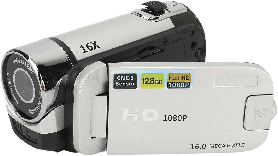 Vintage Video Camera Camcorder, 16Mp Cam Corder, 1080P Digital Camera, 2.4 Inch Rotatable Screen Camcorder, 16X Zoom HD Video Recorder with Fill Light for Teens Beginner Adult