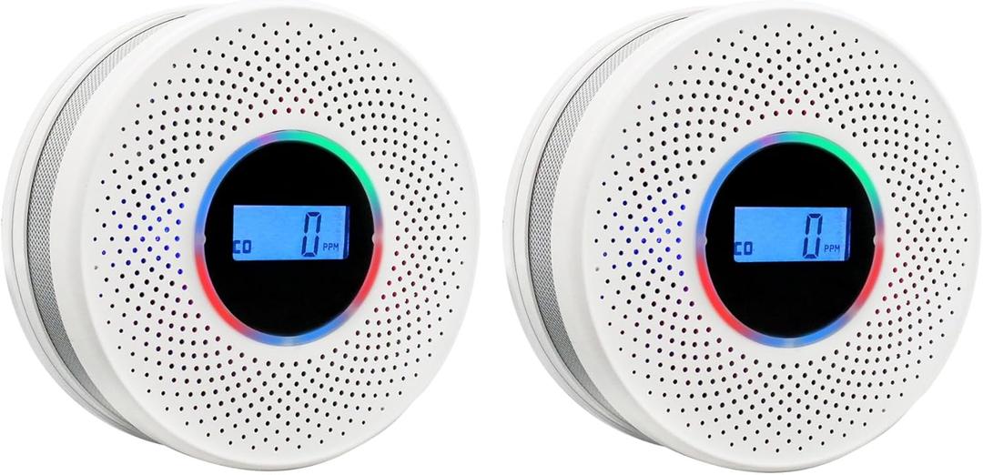 Smoke Detector Carbon Monoxide Detector Combo with Digital Display and Sound Light Alarm, 2-in-1 Smoke & CO Alarm with Battery Operated for Home, Travel or RV