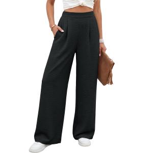 Caracilia Women Wide Leg Pants 2026 Summer High Waisted Business Casual Work Dress Pants Palazzo Slacks Trousers Outfits Black X-Large