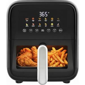 HealSmart 7.5QT Large Air Fryer with Visible Window, 12-in-1 Digital Preset & Custom DIY Functions, Precise Temp Control, Dishwasher Safe Components, Black