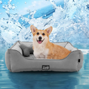 ZonLi Cooling Dog Bed, Dog Bed for Medium Dogs, Dog Cooling Bed with Bolsters Waterproof, for Dogs Up to 30 lbs, Pet Bed with Washable Cover, Non-Slip Bottom, Without Gel, Arctic Grey