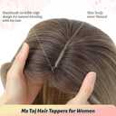 Ms Taj Hair Topper 12 Inch Hair Toppers for Women with Thinning Hair 6.5"x6.5" Large Base Synthetic Hair Topper with Bangs Fiber Wiglets Ladies Toppers Hair Pieces for Women-Ombre Dark Blonde