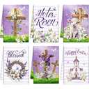 Patelai 6 Pack Easter Hand Towels He is Risen Tea Towel Religion Cross Happy Easter Purple Hand Holiday Decorative Gifts for Spring Home Housewarming Gift