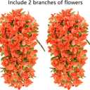 2 x Bougainvillea Artificial Flowers Plants for Outdoors Outside Fall Autumn Decor, 2 pcs Faux Silk Long Trailing Vines UV Resistant Look Real Orange Fake Flowers for Front Door Porch Planter Urn Patio