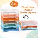 ZZYFGH 6 Pack in Trays for Teachers, Plastic Classroom Paper Organizers, Colorful Storage Baskets for Office, Stackable Office Desktop Document Paper Storage(13.4 * 9.5 * 2.7in) (6 PCS)