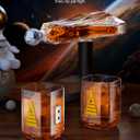Gifts for Men, Kollea Cool Galaxy Spaceship Whiskey Decanter Set with 2 Shot Glasses- Handmade Limited Edition, Unique Creative Gift Ideas for Dad, Brother, Birthday, Anniversary, Christmas (Gold)