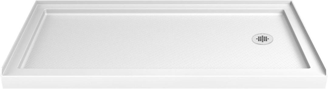 DreamLine SlimLine 36 in. D x 60 in. W x 2 3/4 in. H Right Drain Single Threshold Shower Base in White, DLT-1136602