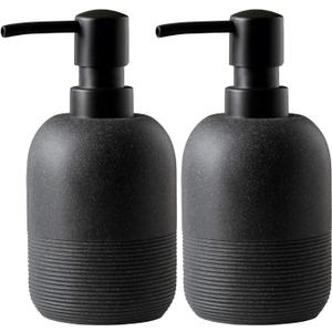 Matte Black Soap Dispenser Sets with Pump,Hand Soap and Lotion Dispenser for Bathroom Countertop,Morden Soap Dispenser for Kitchen-10.6oz.