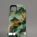 LUHOURI for iPhone 14 Plus Case,Wireless Charging Compatible,Dual-Layer - Soft Silicone Inner + Hard Outer Shell,Cute Wildflower Design,Protective Phone Cover for Women - Gold Inlaid Jade Carving