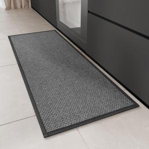 Kitchen Rug, Rubber Non Slip Kitchen Rugs Washable, Absorbent Runner Mat for Floor, Machine Washable Standing Mats for in Front of Sink, Door, Laundry, Entryway, Entrance (Black, 47"  17.3") (1'5" x 3'11" (Rectangular))