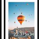 JCJMY 22.375x34 Picture Frame with 20x30 Mat Set of 2, Display Photo 20x30 with Mat or 22.375 x 34 Without Mat, Wall Hanging Large 22.375 by 34 Poster Frame with Plexiglass, 2 Pack, Black