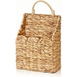 badashun Wicker Hanging Baskets Scalloped Wall Baskets Decor Handmade Woven Hanging Basket Foldable, for Front Door Home Garden Pantry Farmhouse Rustic Decor