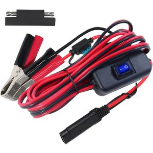 SAE to Battery Alligator Clip - 12V SAE 2Pin Quick Disconnect Cable 10ft SAE to Battery Clamp Cord 15A Fuse (10FT)