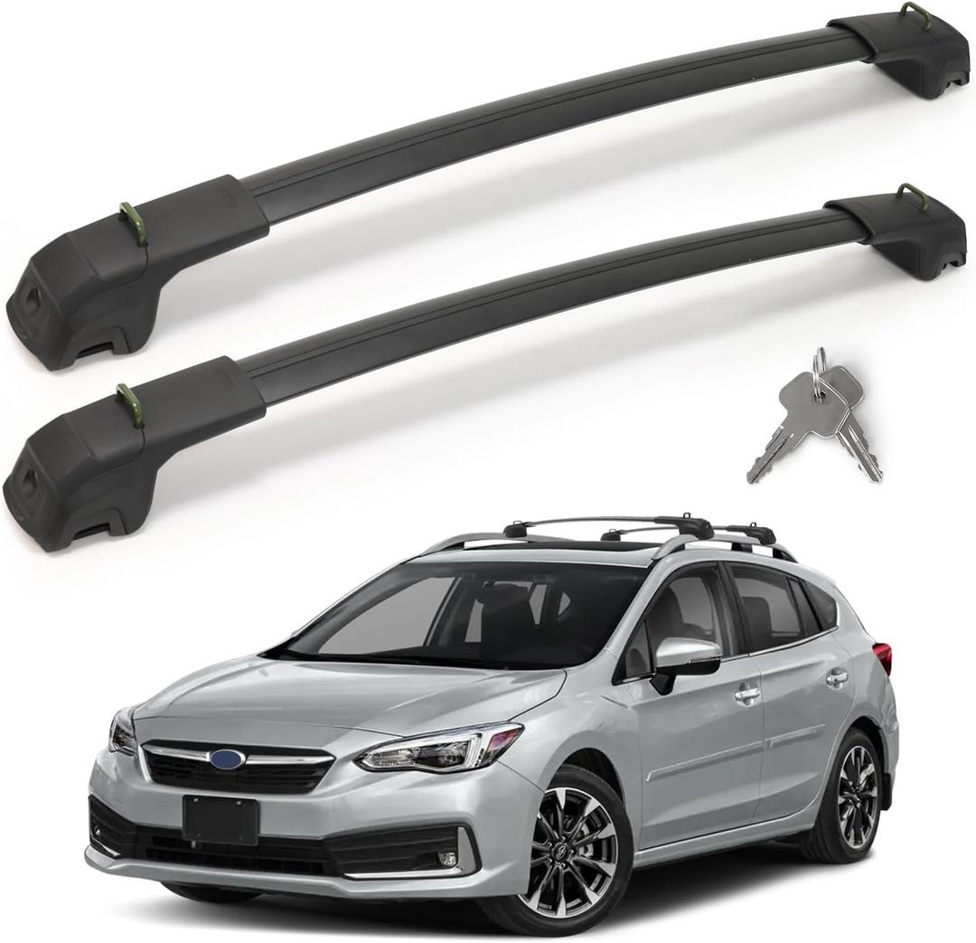 Roof Rack Cross Bars Compatible with Subaru Crosstrek 2018-2023 / Impreza 2017-2023, 300 LBS Anti-Theft Lockable Roof Rack Cross Bars with Folding Hooks, Aluminum Cargo Racks for Kayak, Luggage, Bike