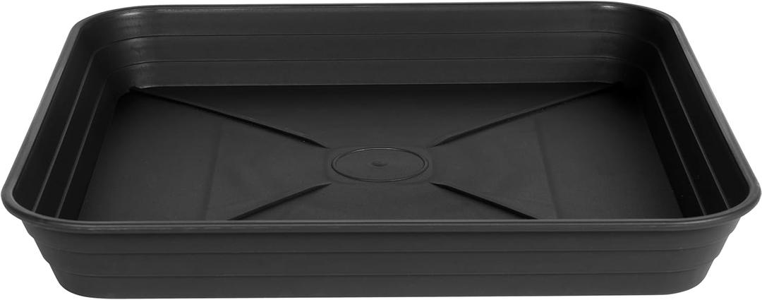 2 Pack Square Plant Saucer Tray 20 inch, Heavy Duty Plastic Plant Saucers for Indoors Outdoor, Flower Plant Drip Trays for Pots, Square Seed Starting Tray, Seedling Growing Trays (Black)
