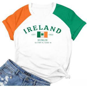 ST Patricks Day Shirt Women Tee Tops Orange Green (White, M)