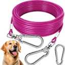 2 x Dog Tie Out Cable - Heavy Duty Dog Chain for Yard, Blue/Purple/Green/Pink Outdoor Tether & Leash, 10/15/20/30Ft,Lead for Dogs Outside