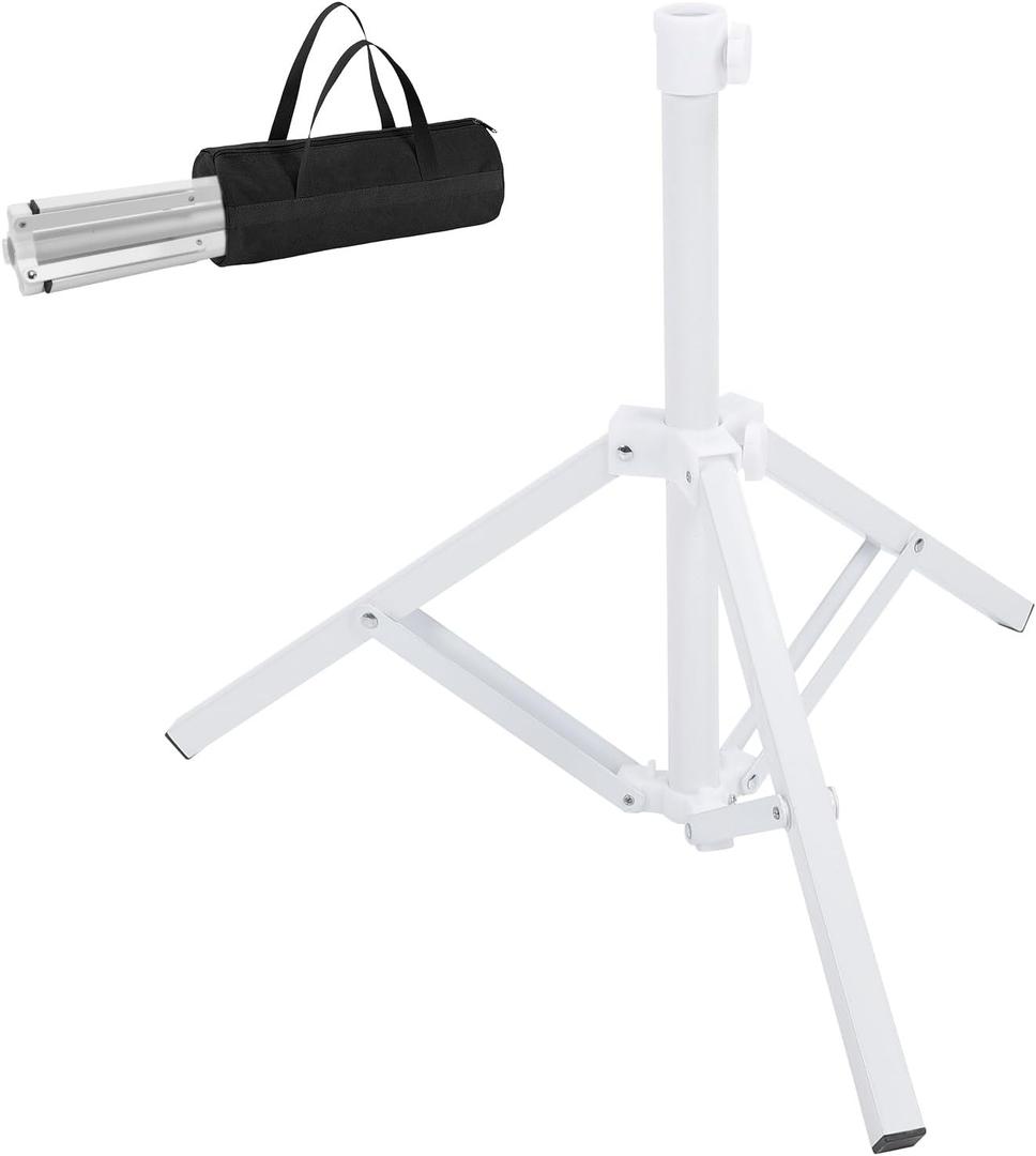 Beach Umbrella Stand Base,Portable Foldable Sun Umbrella Stand White Triangular Iron Support Base for Patio Beach Garden Camping Fishing Outdoor Sunshade Stand