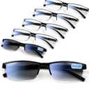 6 pack Executive Style Reading Glasses Men - Durable Readers with 99% Blue Light Blocking - Comfortable Fit with TR90 Frames +4.0