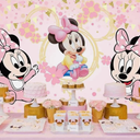 Baby Minnie Mouse Photo Backdrop 1st Birthday Party Supplies Pink Gold, 7x5 ft