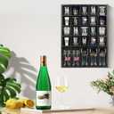 Shot Glass Display Case for Wall, Wood Holds Set of 30 Glasses Shot Glass Holder Display Shelf, 17'' x 12''-3'' x 2''Removable partition (Black)