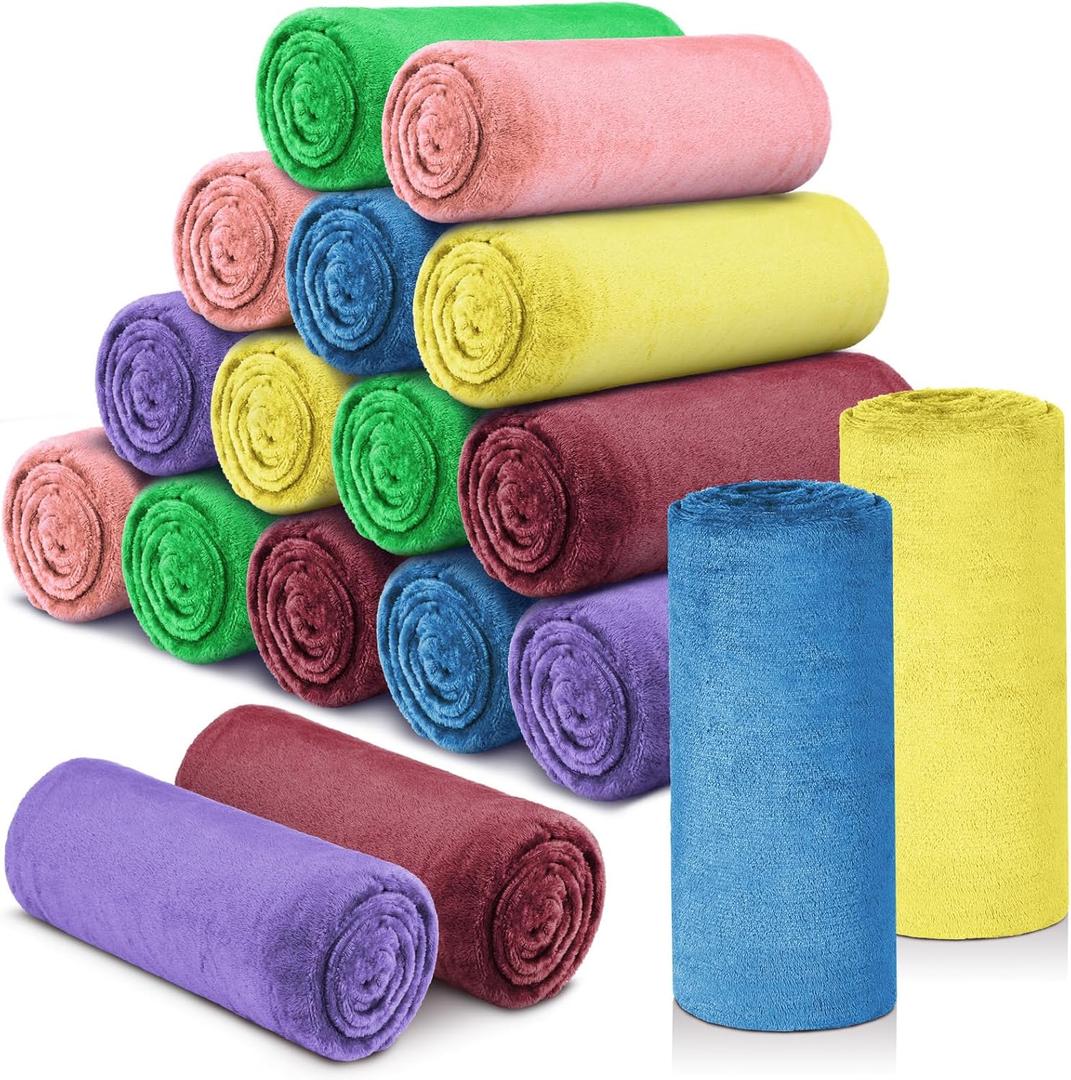 18 Pieces Throw Blankets Bulk for Wedding 50 x 60 Inch Soft Warm Lightweight Flannel Fleece Blankets Bulk Spring Wedding Favors for Guests Homeless Gift Couch Sofa Bed(Multi Colors)