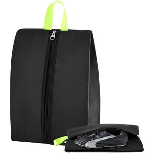 4 Pack Smell Proof Shoe Bag for Travel Water-resistant Odor Cleat Bag Absorbing Lightweight Golf Soccer Shoe Storage Organizer Pouch with Zipper for Gym Sports Travel Work(Black)