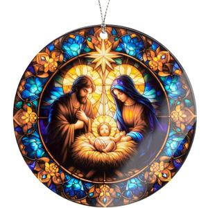 2 x Nativity Ornaments for Christmas Tree, Christmas Ornaments 2025, Religious Nativity Scene Decoration, Christian Christmas Ornaments, Elegant Holy Family Ornament, Faith-Inspired Holiday Keepsake (Nelxi-209)