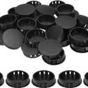 uxcell 50pcs Nylon Plastic Hole Plugs, 1-1/2"(38mm) Round Drill Screw Hole Plugs Covers Knockout Locking Plastic Plugs Insert End Caps for Kitchen Cabinet Furniture, Black