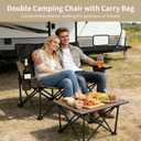 Double Folding Loveseat Camp Chair for Adults - 46.5 in Low-Profile Outdoor Camping Couch with Cup Holders, Two People Heavy Duty Folding Couch, Portable Loveseat for Camping, Patio, Lawn, and Picnic