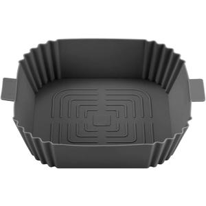 Air Fryer Silicone Liners - Square Shape Air Fryer Baskets 7.7 inches wide - Fit for all 4 to 7 qt size Air Fryers - Lightweight Heat Resistant and Easy to Clean Reusable Pots Inserts (Dark Grey, 1)