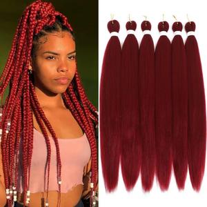 Burgundy Braiding Hair Pre stretched 36inch 6 Packs Long EZ Braid Pre stretched Braiding Hair For Black Women Soft Yaki Texture Hot Water Setting Synthetic Hair For Braids(#900,6Packs)